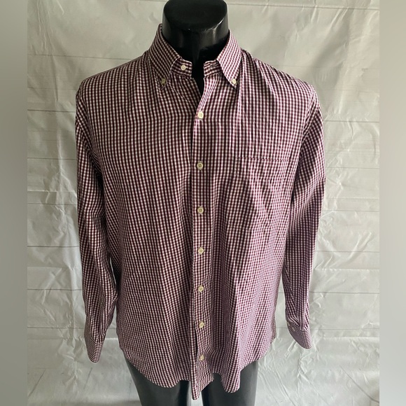 Peter Millar Men's Maroon Checkered Button Down Shirt # - Picture 1 of 8